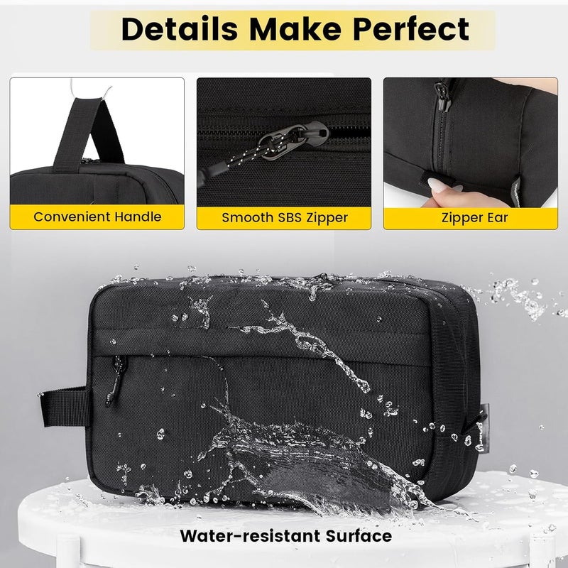 Vorspack Large Water Resistant Black Toiletry Bag - Travel Dopp Kit for Men - Hanging Toiletries Bag with Multiple Compartments - Image 4