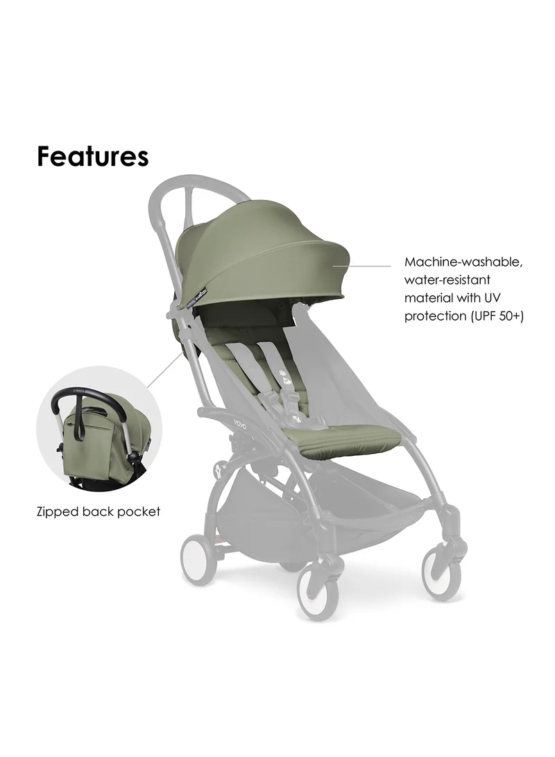 STOKKE Stokke YOYO 6+ Colour Pack, Textiles Only, Includes Seat Cushion, UPF 50+ Canopy and Zipped Back Pocket, Olive Color, Compatible with YOYO² / YOYO³ Stroller Frame (Sold Separately)