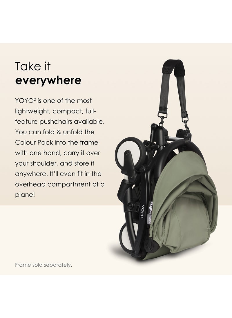 BABYZEN - Yoyo 6+ Colour Pack Textiles Only Seat Cushion, Matching Canopy And Zipped Back Pocket Requires Baby Stroller Yoyo2 Frame - Olive - Image 1