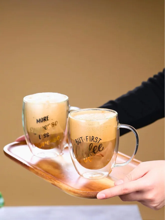 1Chase  1CHASE Borosilicate Double Wall Glass Mugs with Handle, 350ml  | Best Price UAE