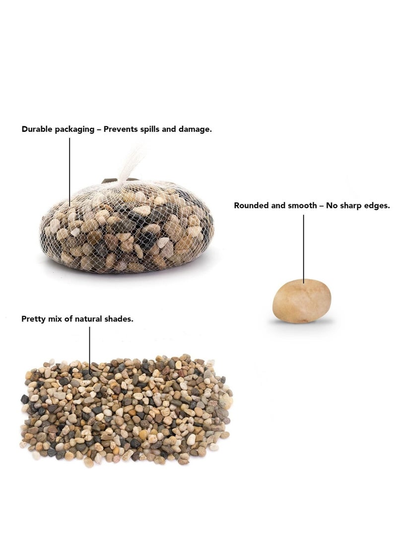 Home zone 5lb (2.2KG) Large Decorative Polished Gravel River Pebbles Rocks for Fresh Water Fish Animal Plant Aquariums Landscaping Home Decor etc. with Netted Bag Medium - Natural  - Image 3