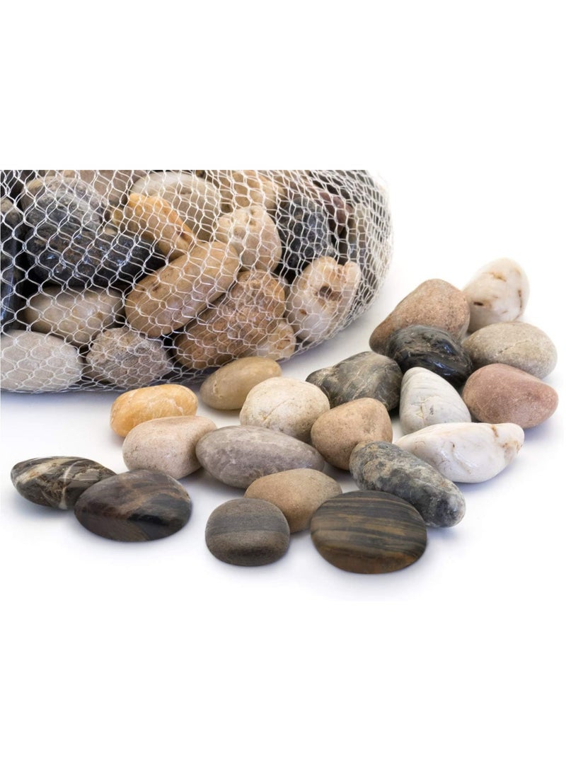 Home zone 5lb (2.2KG) Large Decorative Polished Gravel River Pebbles Rocks for Fresh Water Fish Animal Plant Aquariums Landscaping Home Decor etc. with Netted Bag Medium - Natural  - Image 1