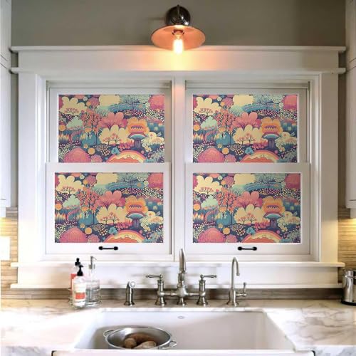 MuralPeel Colorful Pink Tree Flowers Fantasic Rainbow Wonderland Fairytale Landscape Peel and Stick Wallpaper Easy Peel Off Self Adhesive Removable Stick on Wall Paper for Renter - Image 4