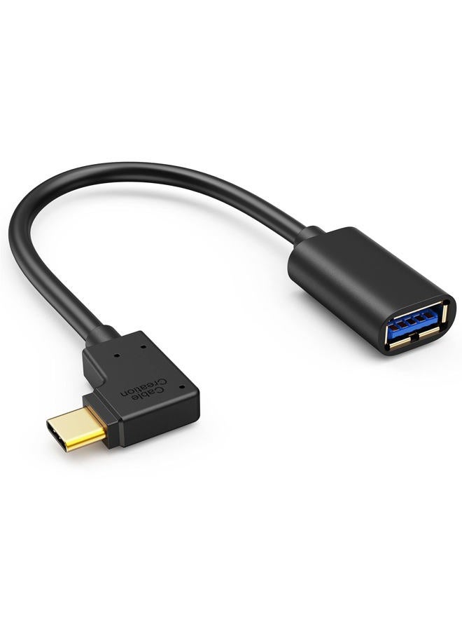 CableCreation Type C to USB 3.0 Adapter, 90 Degree USB C Male to USB A Female OTG Cable Adapter, Compatible with MacBook Pro, Samsung Note 8, Dell XPS 15 etc., 15 cm/Black - Image 1