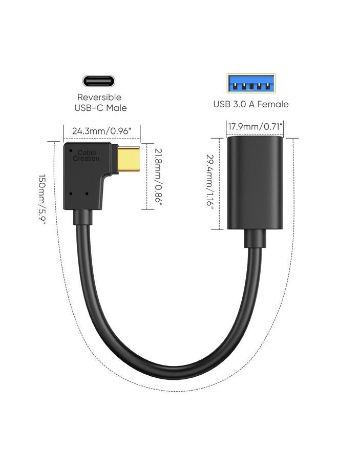 CableCreation Type C to USB 3.0 Adapter, 90 Degree USB C Male to USB A Female OTG Cable Adapter, Compatible with MacBook Pro, Samsung Note 8, Dell XPS 15 etc., 15 cm/Black - Image 2