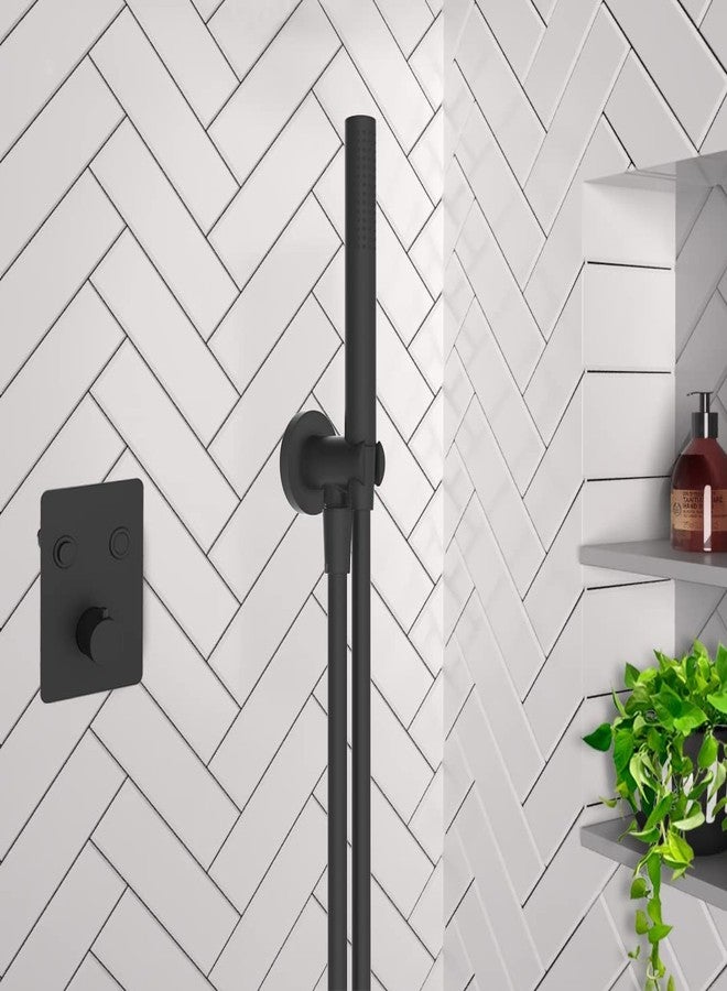 AQUAIAW كوع Aquaiaw Wall Supply مع شفة حلقة O، مطلي بالكهرباء باللون الأسود غير اللامع، وصلة حائط من النحاس الصلب مع حامل دش يدوي، مدخل أنثى مدبب 1/2 NPT، دائري، مع حامل رأس دش يدوي، مخرج G1/2 - Image 2