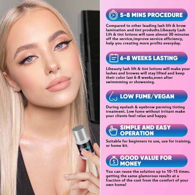 Libeauty Lash Lift and Color Kit Brow Lamination Kit with Color Diy Eyelash Perm Kit Curling Voluminous Coloring Eyebrow Easy To Use At Home & Salon - Image 3