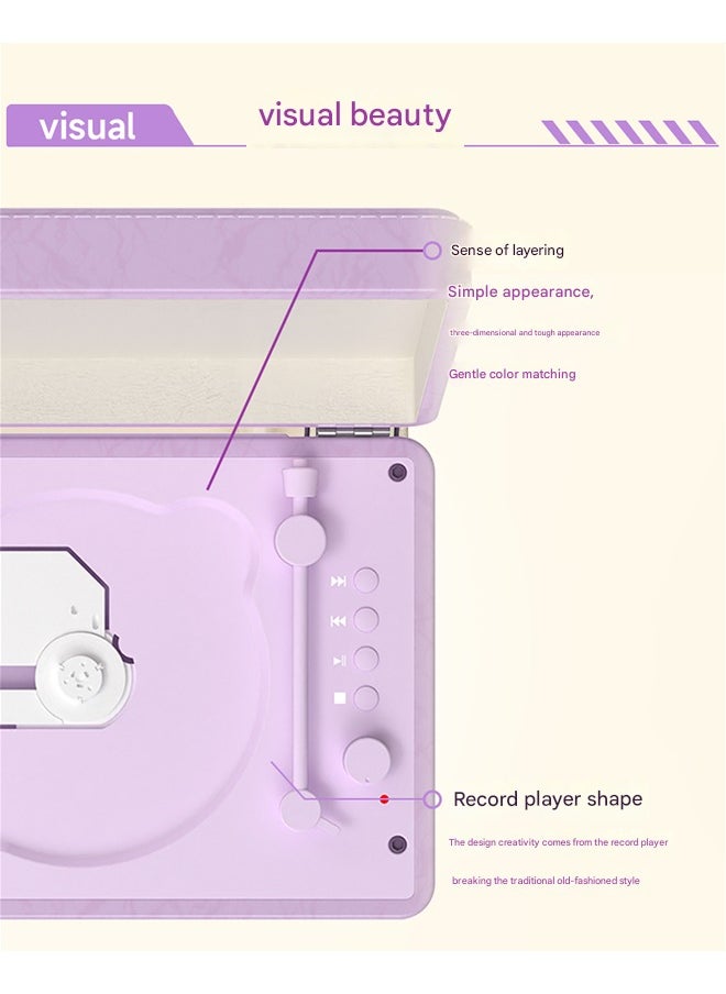 WhatPlus - WhatPlus C300 CD Player;Rechargeable Leather CD Player with Speakers; Bluetooth Transmitter; Festival Gift; BGM Player for Home Decor - Image 1