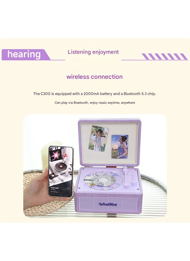 WhatPlus - WhatPlus C300 CD Player;Rechargeable Leather CD Player with Speakers; Bluetooth Transmitter; Festival Gift; BGM Player for Home Decor - Image 1