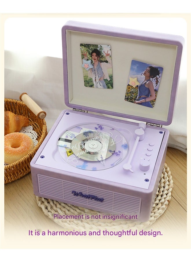 WhatPlus - WhatPlus C300 CD Player;Rechargeable Leather CD Player with Speakers; Bluetooth Transmitter; Festival Gift; BGM Player for Home Decor - Image 1