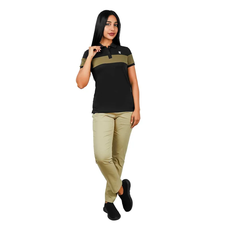 GIORDANO Women's Bold Embroidery Cotton Pique Polo - Slim Fit, Short Sleeve