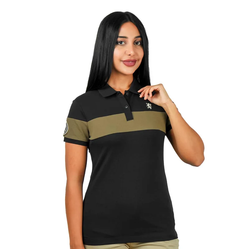 GIORDANO Women's Bold Embroidery Cotton Pique Polo - Slim Fit, Short Sleeve