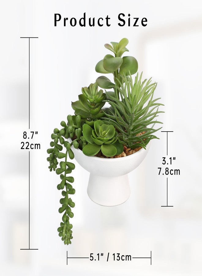 Villa Como 8.7” Small Succulents Cacti Plants Artificial in Ceramic Pots Potted Faux Succulent Arrangement with High Bowl Planter Fake Desk Succulents Cactus Plants for Home Bathroom Shelf Table Indoor Decor - Image 3