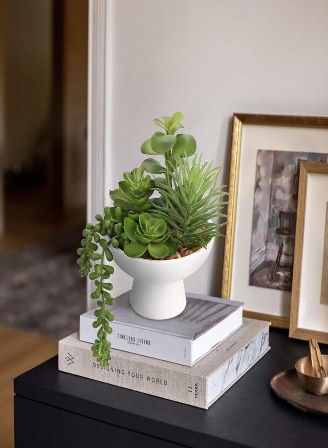 Villa Como 8.7” Small Succulents Cacti Plants Artificial in Ceramic Pots Potted Faux Succulent Arrangement with High Bowl Planter Fake Desk Succulents Cactus Plants for Home Bathroom Shelf Table Indoor Decor - Image 5