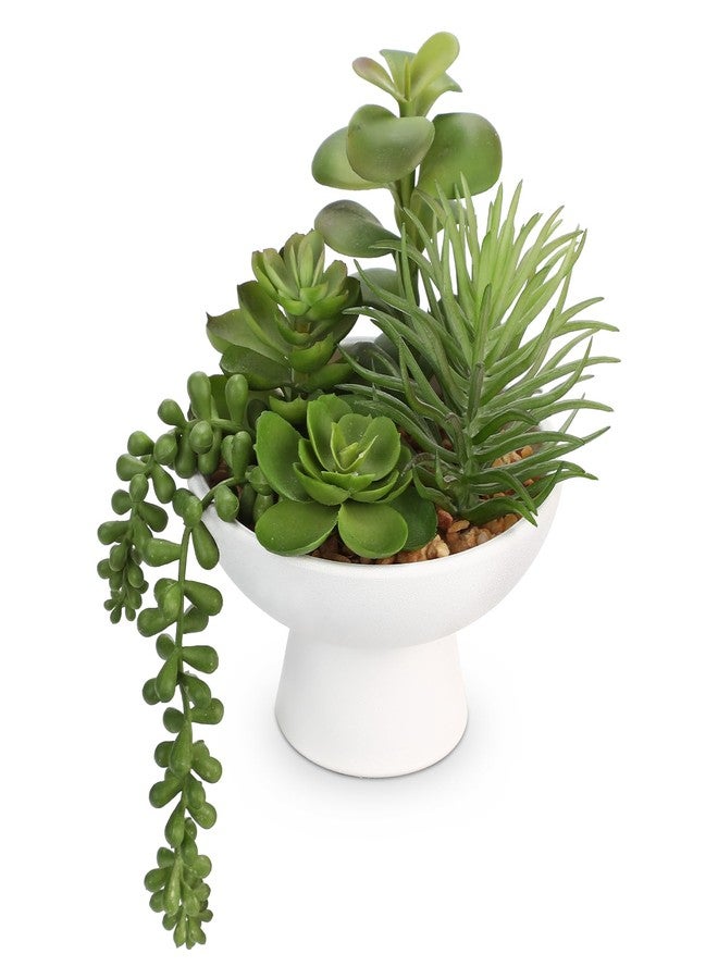 Villa Como 8.7” Small Succulents Cacti Plants Artificial in Ceramic Pots Potted Faux Succulent Arrangement with High Bowl Planter Fake Desk Succulents Cactus Plants for Home Bathroom Shelf Table Indoor Decor - Image 1