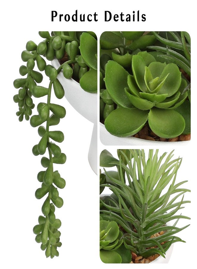 Villa Como 8.7” Small Succulents Cacti Plants Artificial in Ceramic Pots Potted Faux Succulent Arrangement with High Bowl Planter Fake Desk Succulents Cactus Plants for Home Bathroom Shelf Table Indoor Decor - Image 2