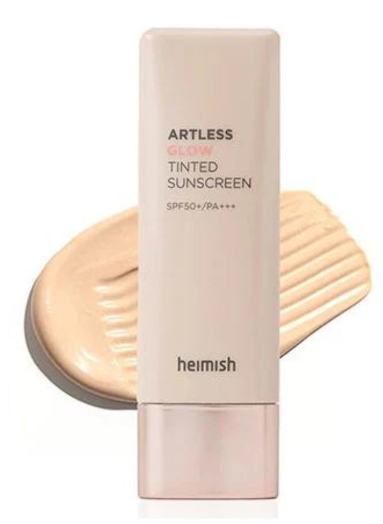 هيميش هيماش Glow Tinted Sunscreen SPF 50+ PA+++ - 50 مل | واقي شمسي مضيء وواقي من الشمس | ملون لتوحيد لون البشرة، مرطب، وحماية من الأشعة فوق البنفسجية - Image 1