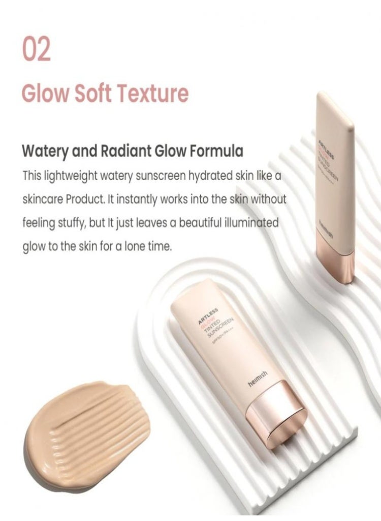 هيميش هيماش Glow Tinted Sunscreen SPF 50+ PA+++ - 50 مل | واقي شمسي مضيء وواقي من الشمس | ملون لتوحيد لون البشرة، مرطب، وحماية من الأشعة فوق البنفسجية - Image 5