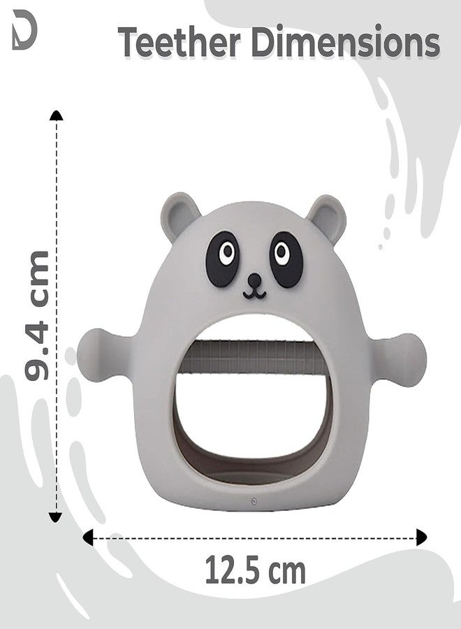 DaKos Teether, Soother for New Born, Teether and Soother for Baby, Baby Mitten Teether, Baby Chew Toys for Sucking Needs, Sensory Teether Toy (Animal Shaped Panda, Grey) (Pack of-2) - Image 3