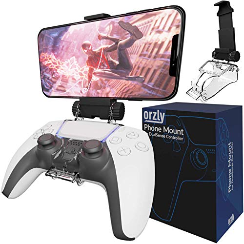 Orzly PS5 Controller Mobile Gaming Clip, DualSense Controller Phone Mount Adjustable Phone Holder Clamp Compatible with PlayStation 5 Dualsense Controller - Image 1