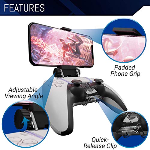 Orzly PS5 Controller Mobile Gaming Clip, DualSense Controller Phone Mount Adjustable Phone Holder Clamp Compatible with PlayStation 5 Dualsense Controller - Image 3