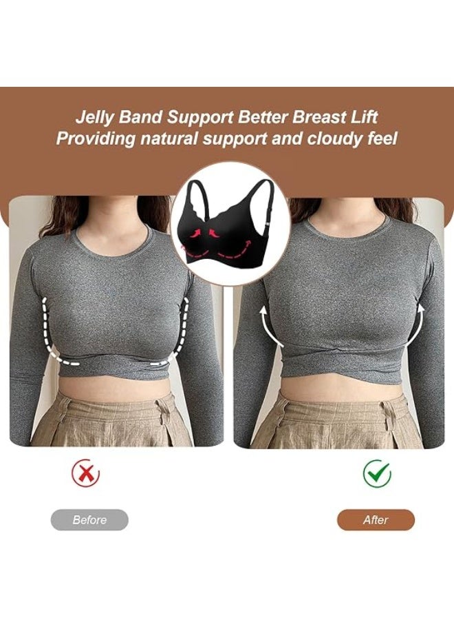Seamless Bra Women's Without Underwire V-Neck Zero Feel Bralette Soft Push Up Padded Non-Wired Bustier Comfortable T-Shirt Bra Soft Sleep Bra - Image 4