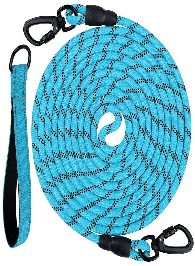 Joytale Long Leash for Dog with Removable Padded Handle, Heavy Duty Lead for Large Medium Dogs,15FT/30FT/50FT/65FT Reflective Training Leash for Play, Camping, Backyard Tie Out, Blue, 30FT - Image 1