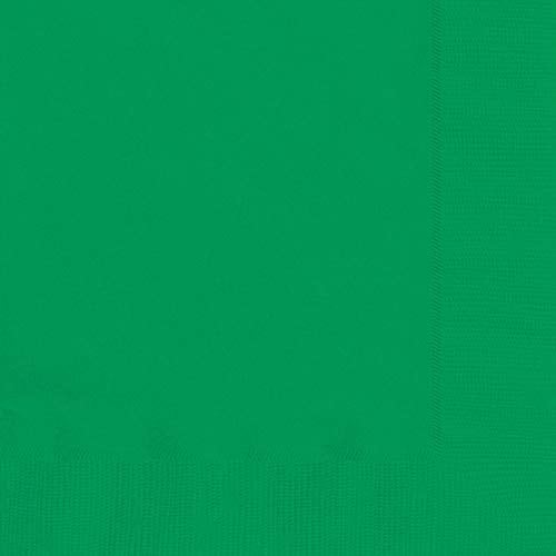 Amscan Festive Green 2-Ply Beverage Napkins - 5" x 5" (Pack of 40) - Durable, Absorbent & Vibrant - Perfect for Parties, Holidays & Special Occasions - Image 1