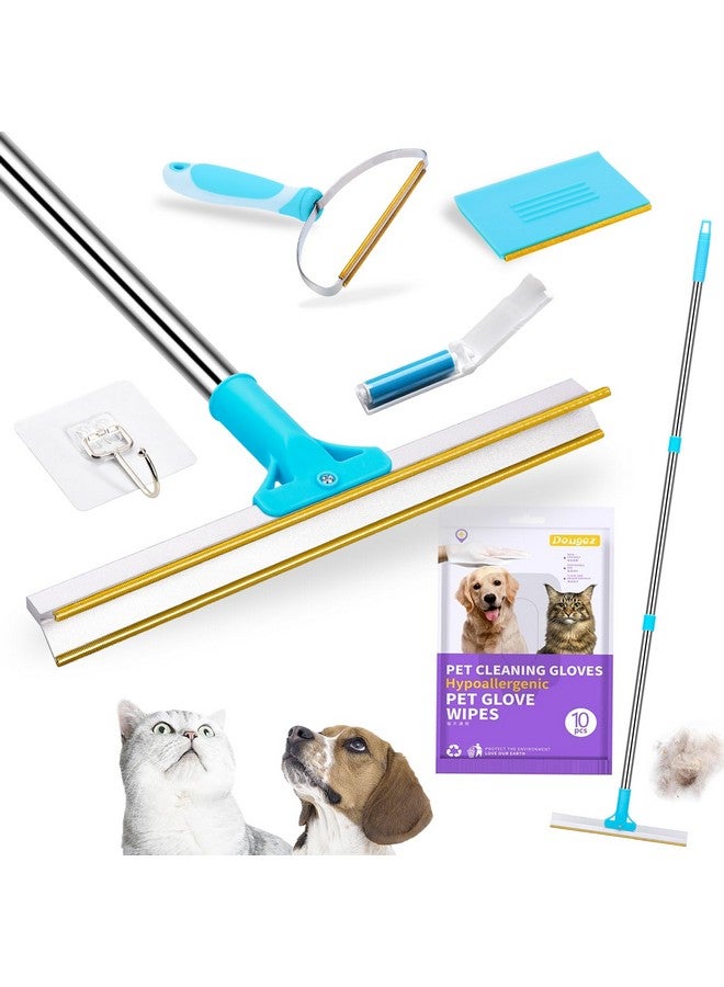 SRG Carpet Rake for Pet Hair Removal | 5-Piece Set with 10 Disposable Cleaning Gloves, Long & Short Handles, Lint Rollers & Scraper Deep Cleaner Pro Pet Hair Remover | Cat and Dog Hair Carpet Rake - Image 1