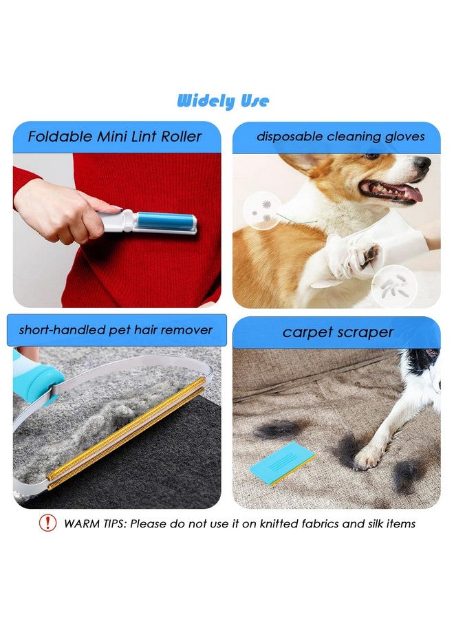 SRG Carpet Rake for Pet Hair Removal | 5-Piece Set with 10 Disposable Cleaning Gloves, Long & Short Handles, Lint Rollers & Scraper Deep Cleaner Pro Pet Hair Remover | Cat and Dog Hair Carpet Rake - Image 4