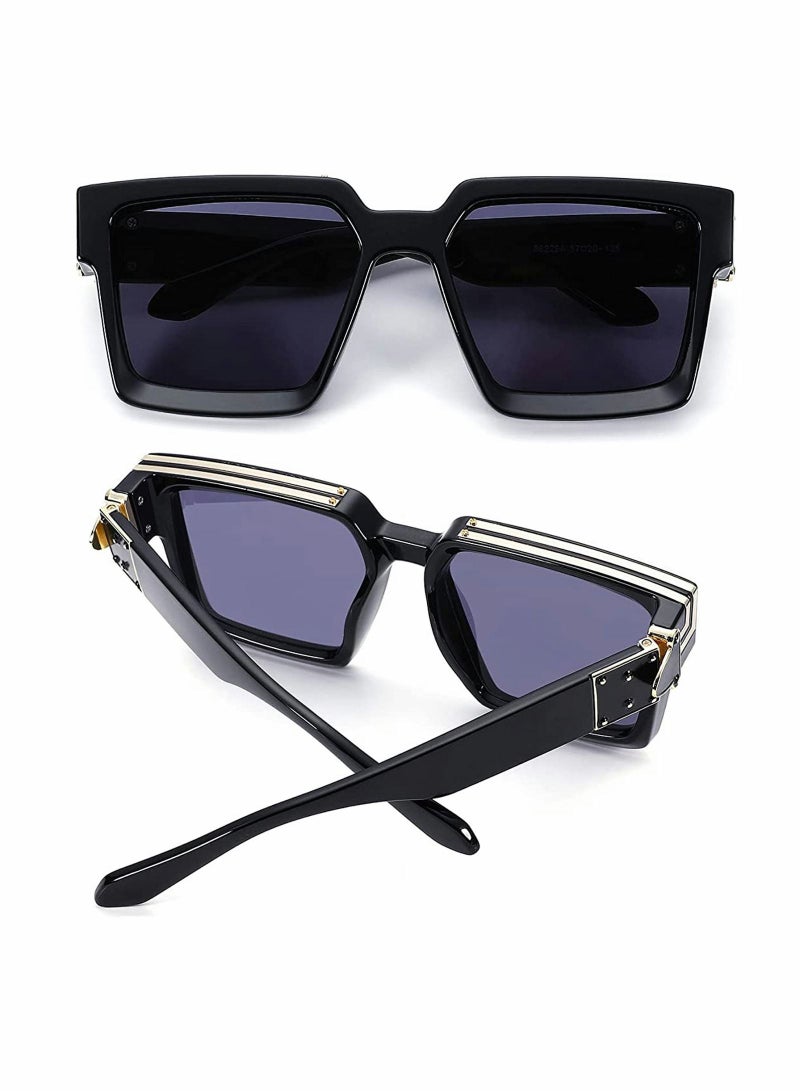 SYOSI Square Oversized Sunglasses Women Men Thick Frame Rectangle Sun Glasses Stylish Eyeglasses Vintage Lightweight UV400 Protection for Shopping Outdoor Sport Hiking Fishing - Image 2