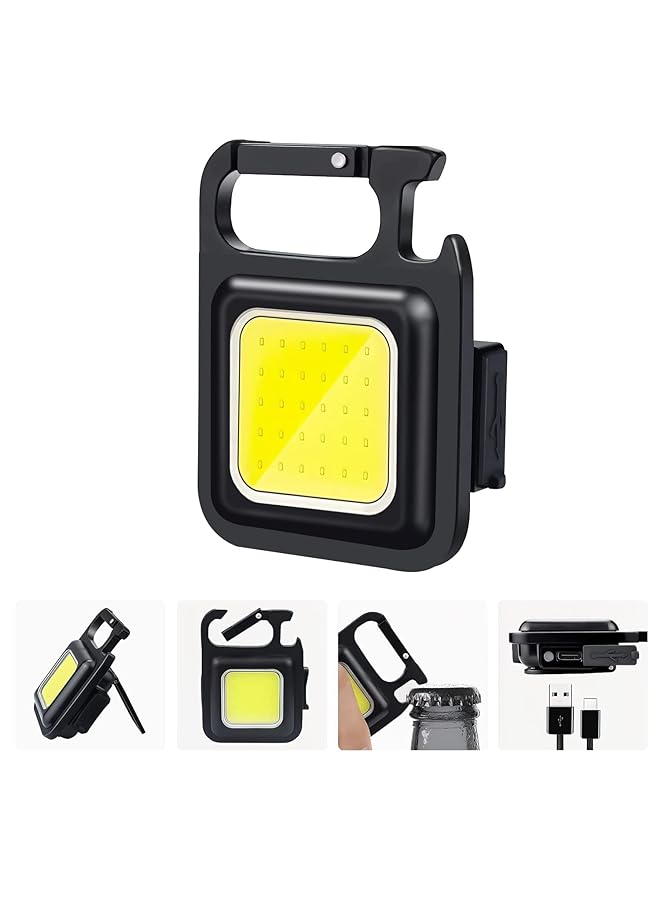 PROTON Mini Flashlight 800Lumens Cob Bright Rechargeable Keychain Flashlights 4 Light Modes Portable Pocket Light With Folding Bracket Bottle Opener And Magnet Base For Camping Fishing Walking  - Image 1