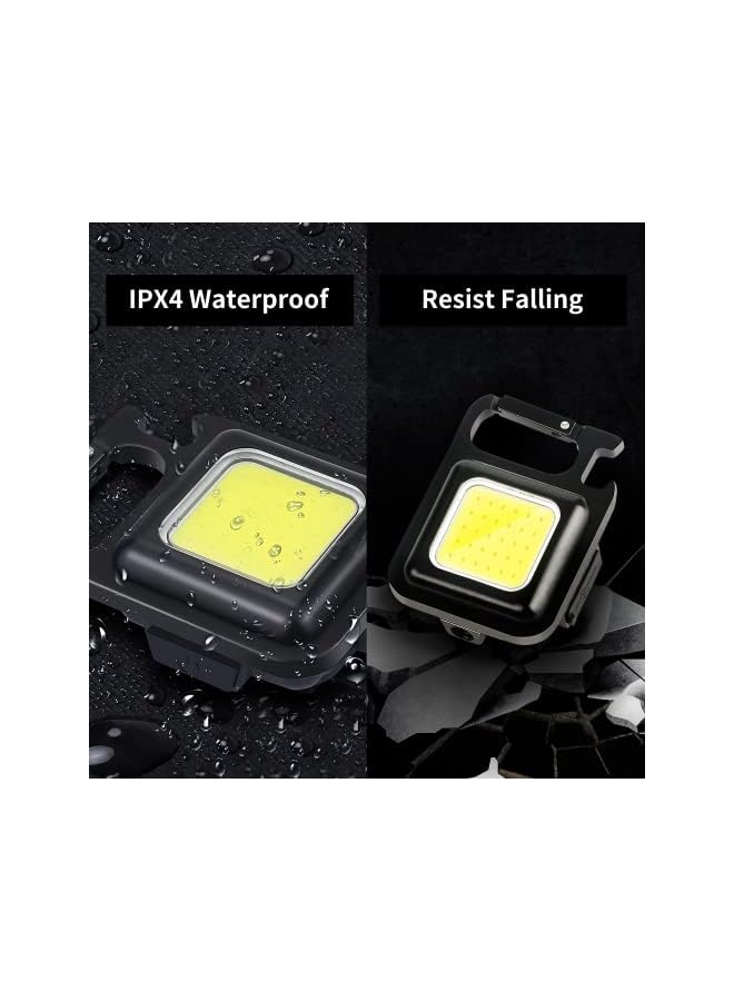 PROTON Mini Flashlight 800Lumens Cob Bright Rechargeable Keychain Flashlights 4 Light Modes Portable Pocket Light With Folding Bracket Bottle Opener And Magnet Base For Camping Fishing Walking  - Image 5