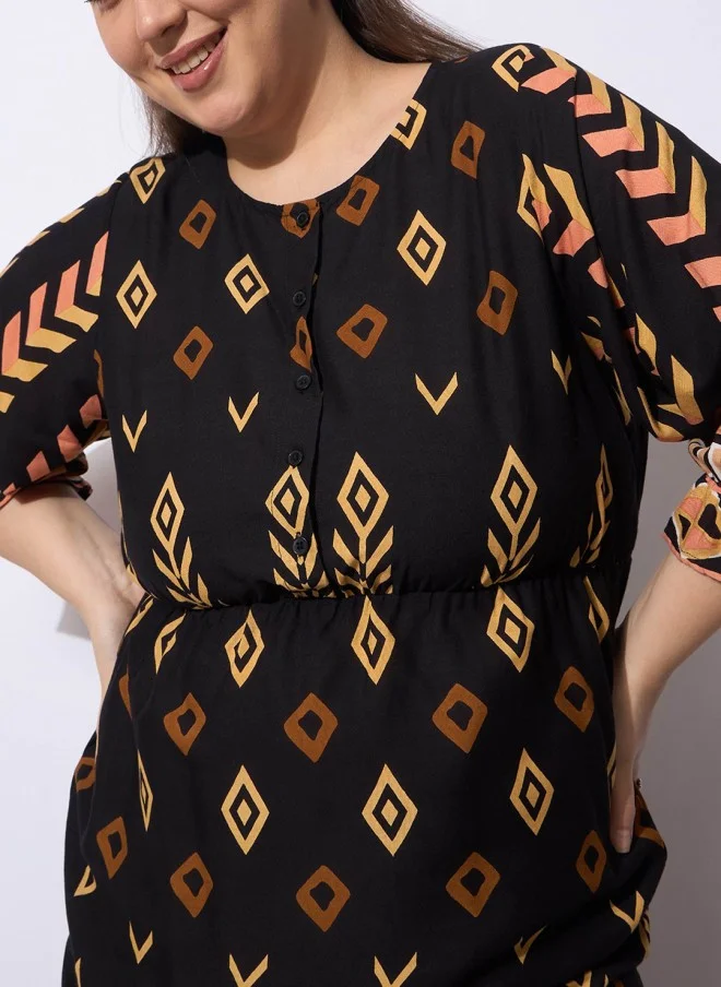 ساسافراس Geometric Printed Peplum Top And Trousers Co-Ords For Women