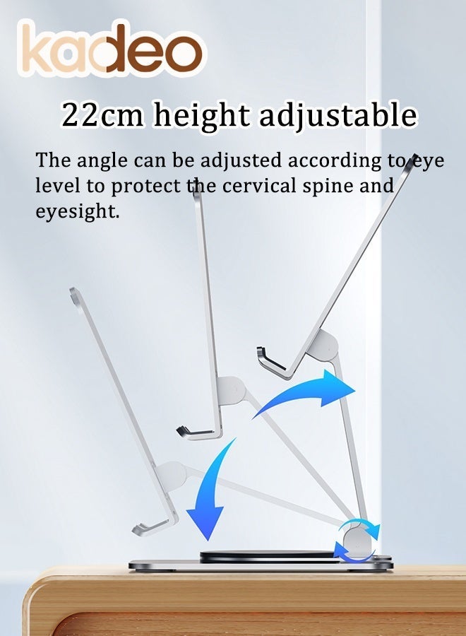 kadeo Aluminum Alloy Phone Stand, Adjustable Height Phone Holder, Base 360° Rotation, Non-Slip Metal Phone Stand, Compatible with iPone Tablet Learning Machine - Image 2