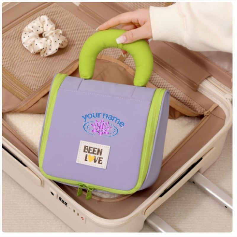 Personalized Name Purple Hook Toiletry Bag Travel Cosmetic Organizer Makeup Pouch for Business Trips - Image 5