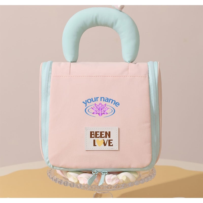 Personalized Name Purple Hook Toiletry Bag Travel Cosmetic Organizer Makeup Pouch for Business Trips - Image 4