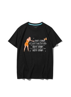Generic Taylor Swift Tshirt Tour Merchandise Eras Tour Short Sleeve round Neck Loose Fit Youthful Wool Blend Casual Abstract Pattern Tshirt Black 