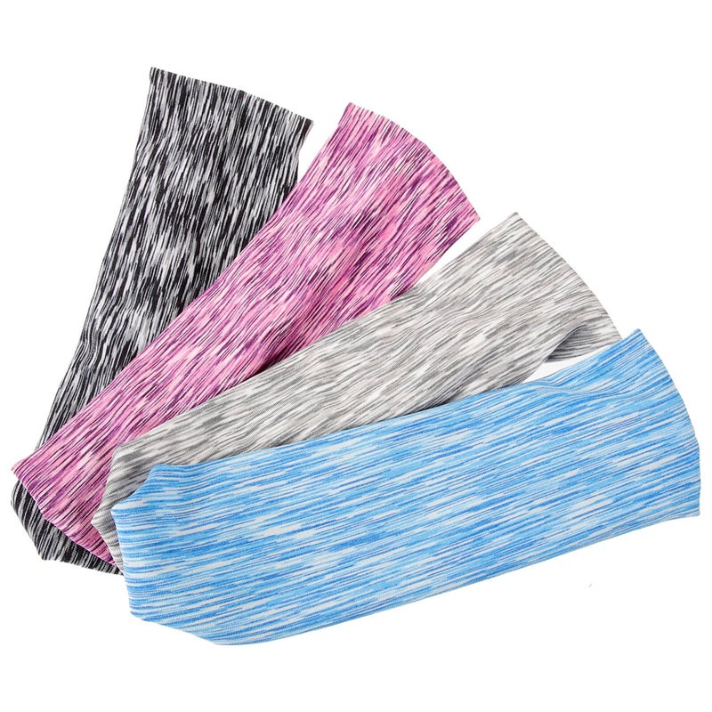 4Pcs Black Sweat Absorbent Headbands Stretchy Elastic Head Wraps For Running Yoga Fitness Workout - Image 2