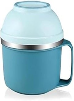 Generic Lunch Box 3 Layers Stainless Steel Inside With Spoon Heat Preservation Spoon For Easy Eating For Study And Work (Blue) 