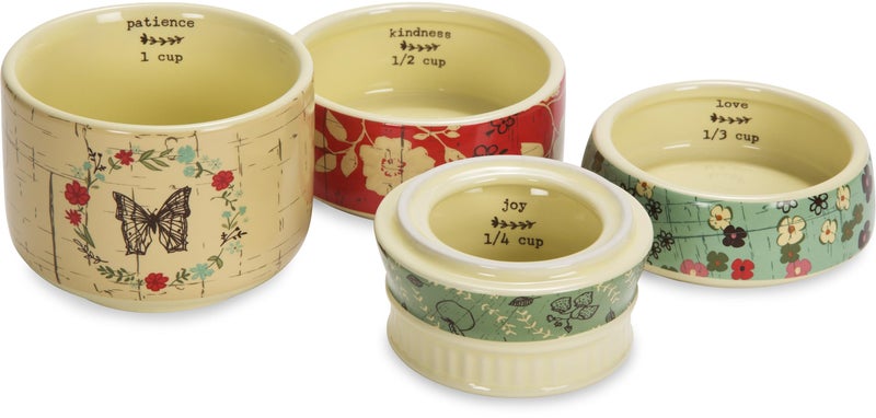 Pavilion Gift Company Pavilion Gift Company Live Simply Floral Mason Jar Measuring Cups, Multicolor  - Image 2