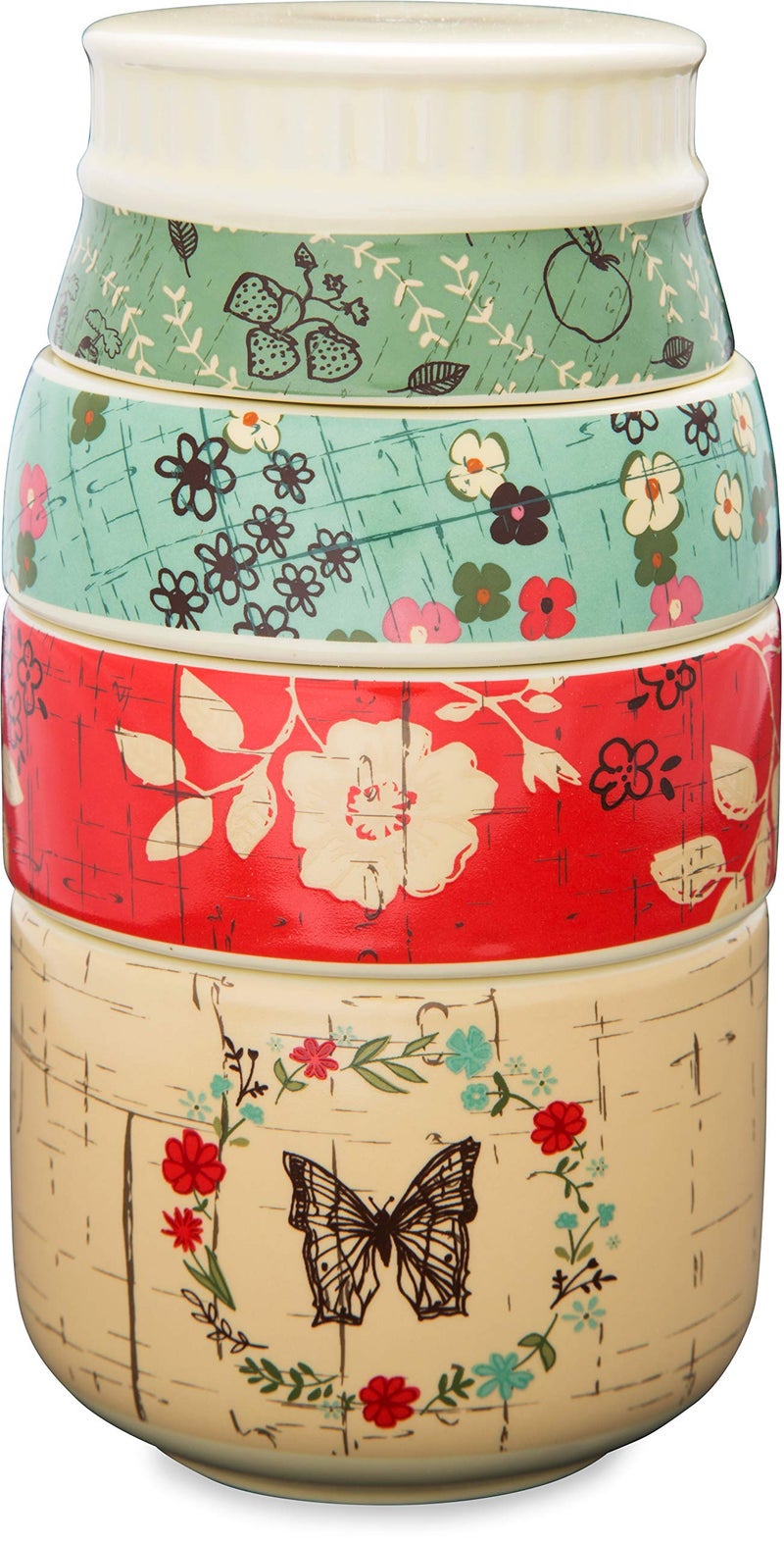 Pavilion Gift Company Pavilion Gift Company Live Simply Floral Mason Jar Measuring Cups, Multicolor  - Image 1