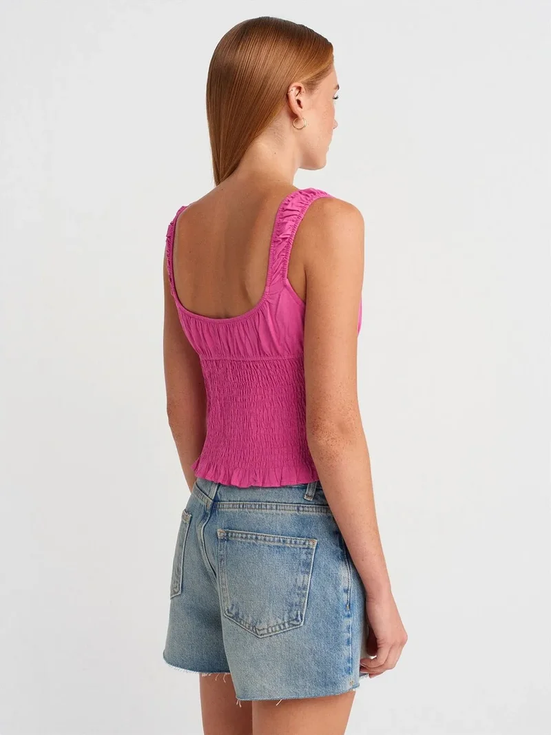 ديلفين Dilvin Fitted Crop Sleeveless Tie-Front Blouse