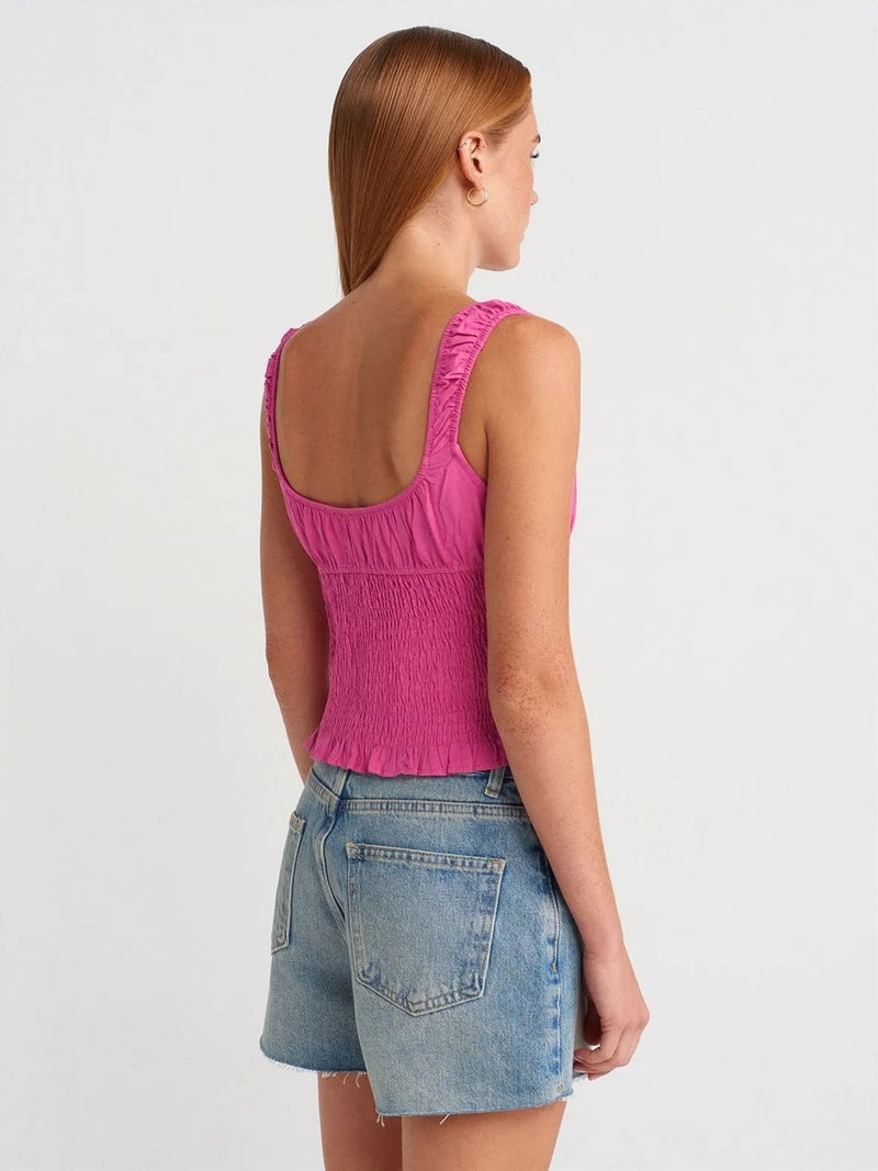 DILVIN Fitted Crop Sleeveless Tie-Front Blouse - Image 2