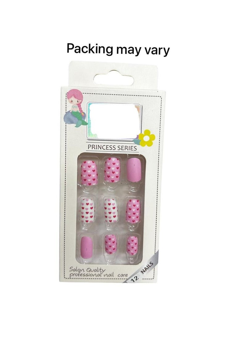 Generic 12 Pack Kids False Nails - Unique Design Double-Sided Adhesive 