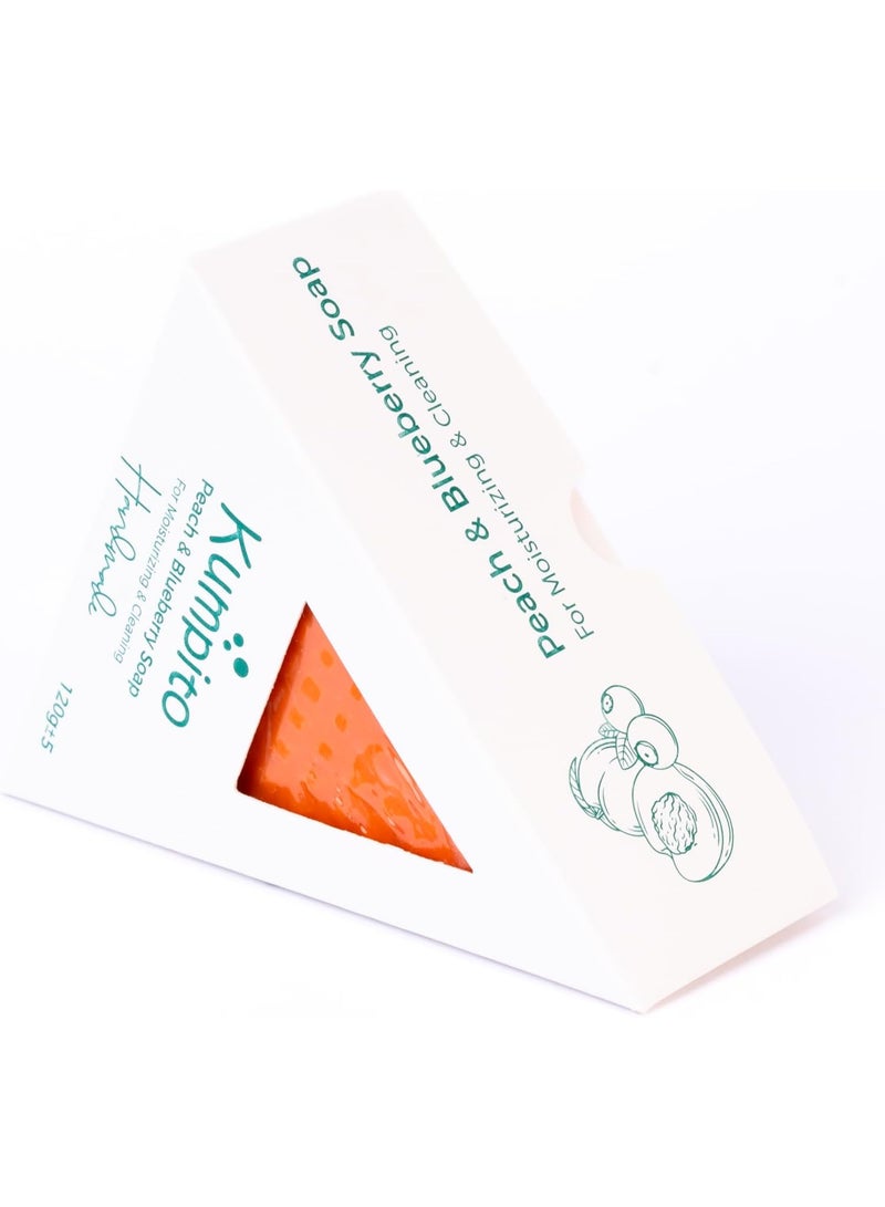 Kumpito Peach and Blueberry Handmade Natural Soap, Vitamin C, A,E,D Enriched - Moisturizing, Fragrance-Free, Exfoliating Face & Body Bar for Dry & Sensitive Skin – Natural, Vegan - Image 1
