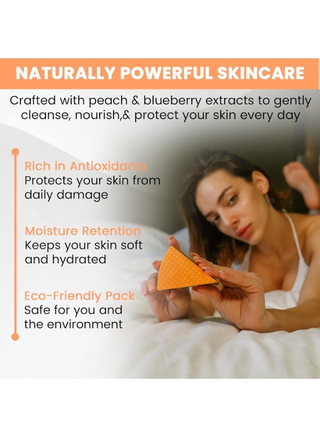 Kumpito Peach and Blueberry Handmade Natural Soap, Vitamin C, A,E,D Enriched - Moisturizing, Fragrance-Free, Exfoliating Face & Body Bar for Dry & Sensitive Skin – Natural, Vegan - Image 4