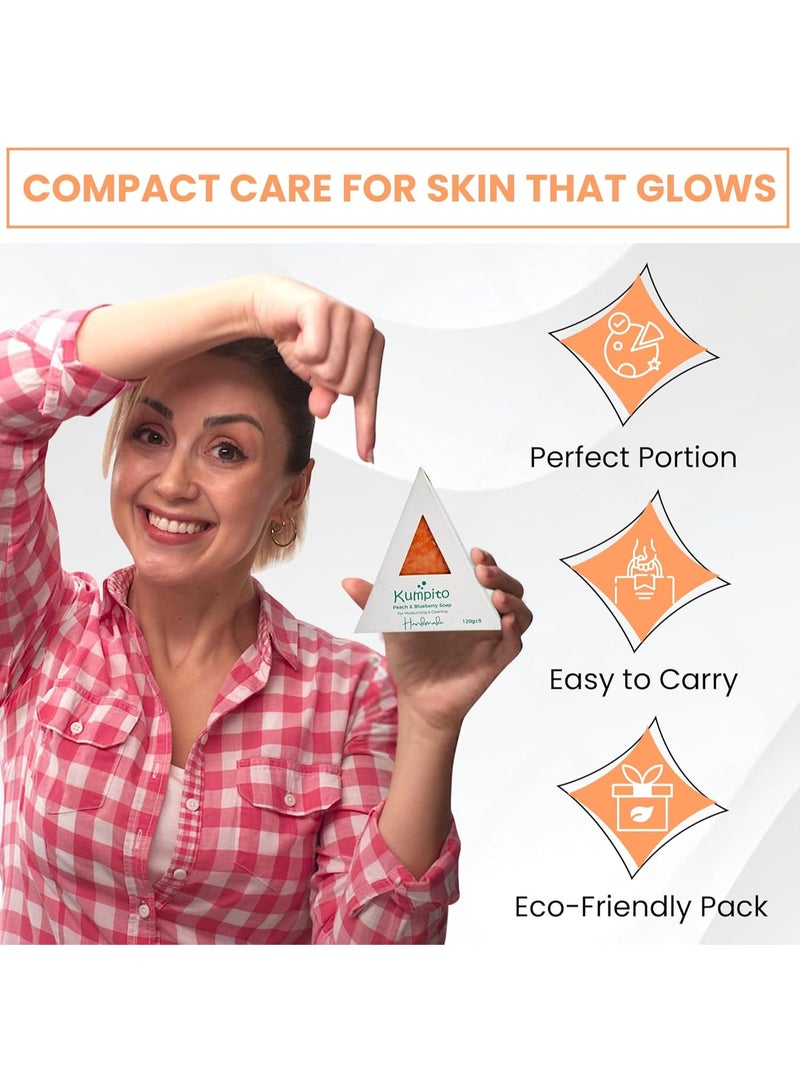 Kumpito Peach and Blueberry Handmade Natural Soap, Vitamin C, A,E,D Enriched - Moisturizing, Fragrance-Free, Exfoliating Face & Body Bar for Dry & Sensitive Skin – Natural, Vegan - Image 5