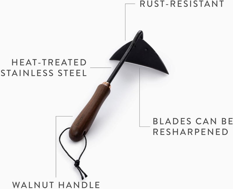 BareBones Triangle Hoe - Ergonomic Walnut Handle with Stainless Steel Blade - Image 3