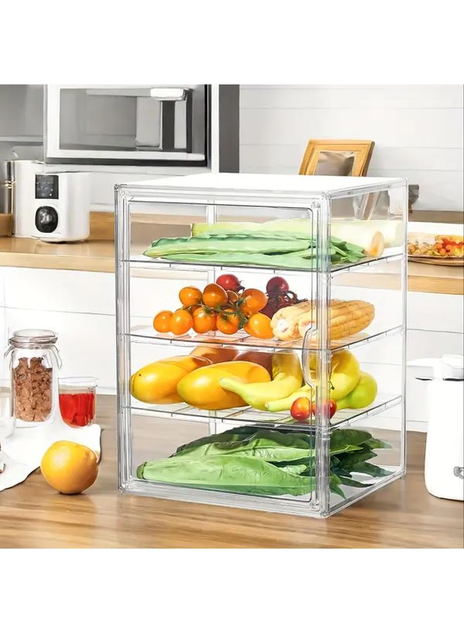 4 Tier Adjustable Magnetic Bread Box With Pet Lid Airtight Kitchen Cabinet Storage - Image 1